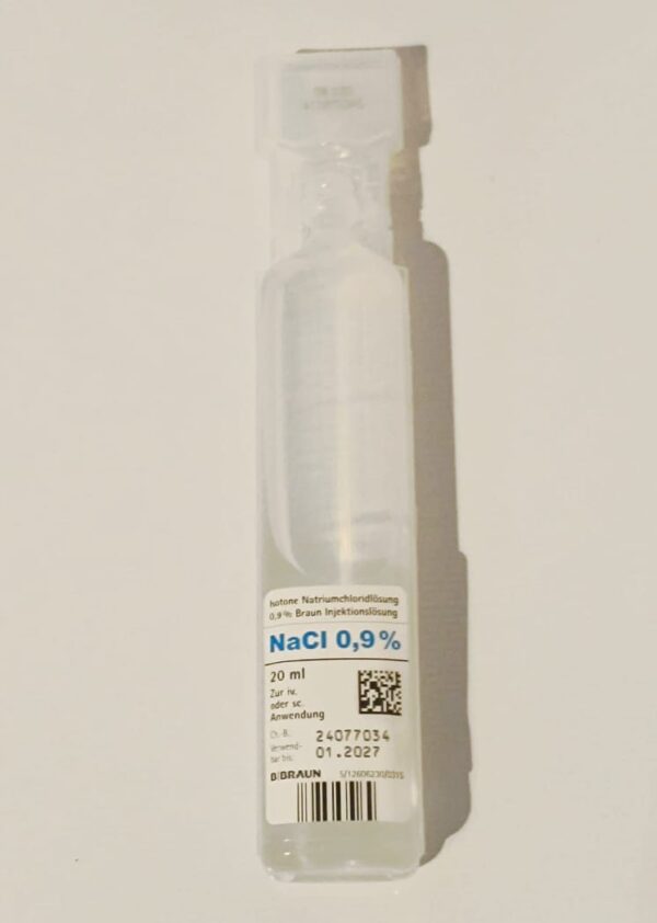 NaCl (0.9% Saline Solution) – 20ml  for injection and nasal sprays